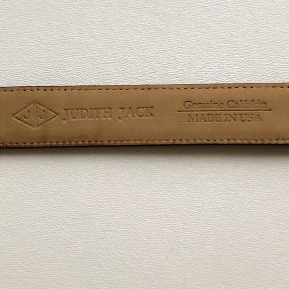 Vtg Judith Jack Gold Tone Buckle w/ Marcasites Black Leather Belt Lizard Sz Sm - Picture 9 of 14